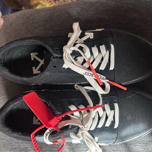 Off-White Black and Red Low-Top Sneakers